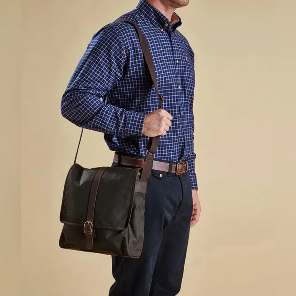 Barbour Waxed Leather Canvas Messenger/Mail Bag